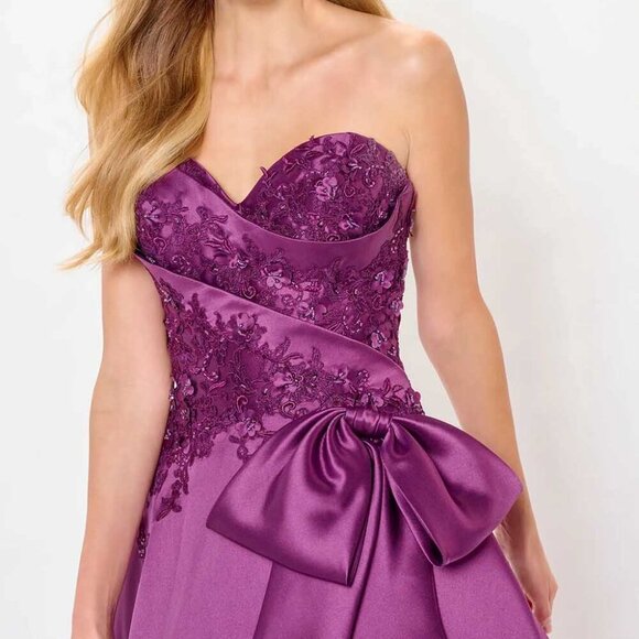 NWT Ivonne D ID6201 Mikado Evening Dress Aubergine Size 10 - Picture 5 of 7